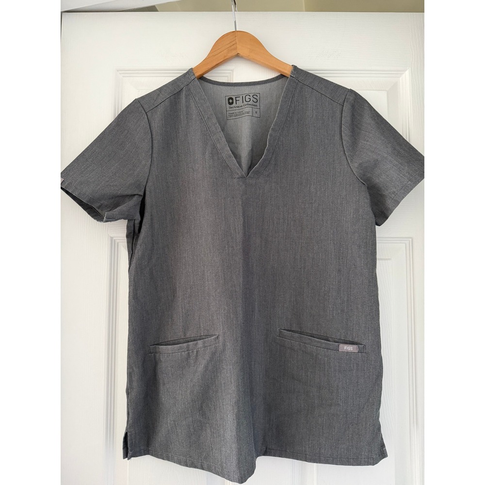 FIGS Gray Scrub Short Sleeve Top